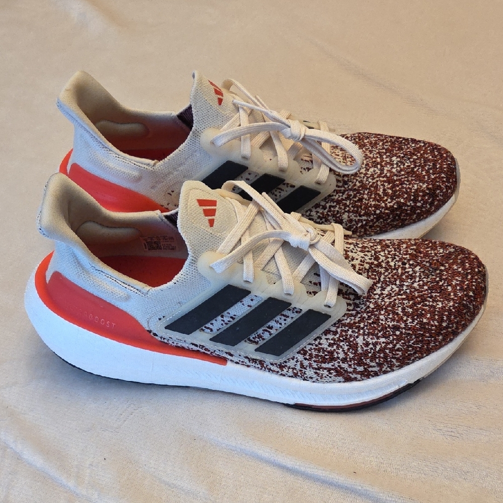EUC Men's Adidas Boost Sneakers, Red, Cream, White & Black, Size 10